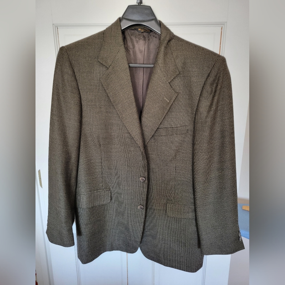 Oleg Cassini Men's Textured Brownish Olive Tweed Blazer